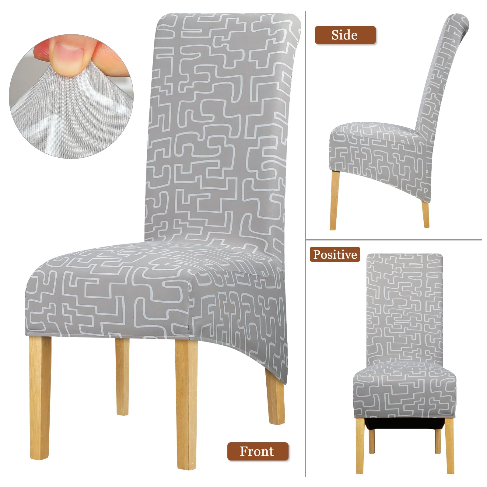 Leorate 4PCS High Back Dining Chair Covers, Stretch Removable Polyester Slipcovers, Floral Print Design - Image 4