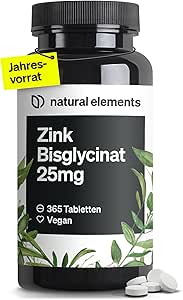 Zink 365 Stück 25mg Pro Tabletten Zink-Bisglycinat Zink Chelat Haut Haare Nägel