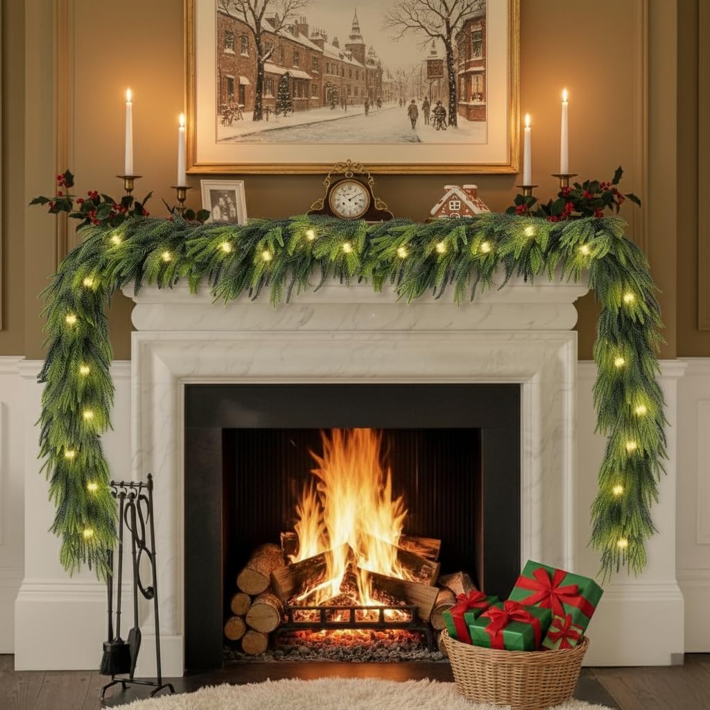 5.9FT Christmas Garlands With Lights For Decoration