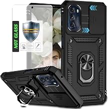 for Moto G 5G Case,with HD Explosion-Proof Film,Slide Camera Cover Protective Case with Ring Kickstand for Motorola Moto G 5G 2022,Black