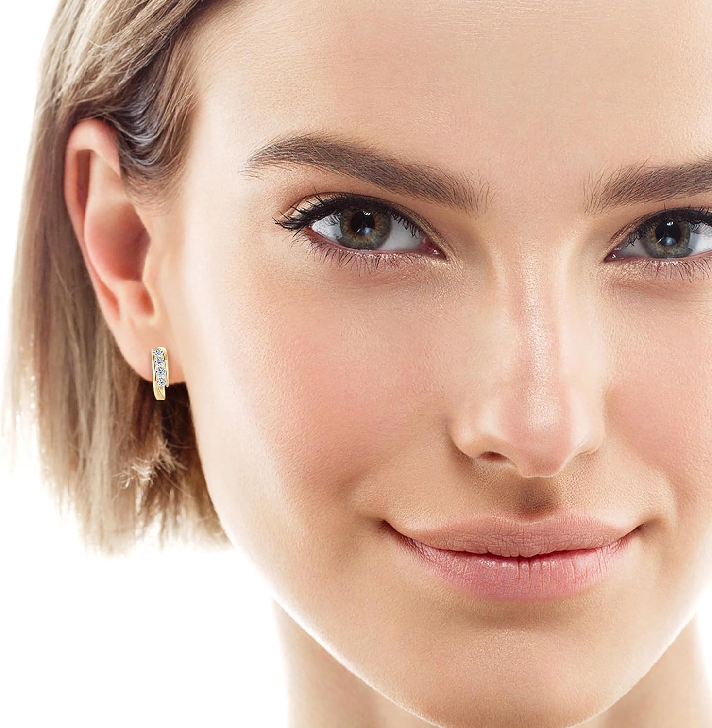 Channel Setting Moissanite Hoop Earrings for Women, 0.46cttw D Color VVS1 Clarity 925 Sterling Silver Hoop Earring for Wedding Birthday Holiday Jewelry Gifts