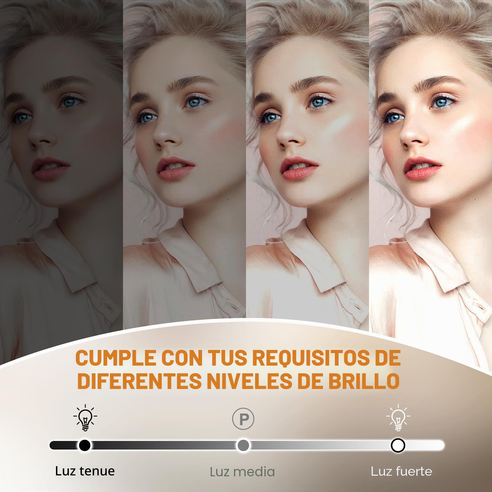 Espejo de Maquillaje con 17 Luces LED Regulables, 3 Modos, Espejo con Función de Memoria, Control Táctil, Montaje en Pared, Cargador USB y Type C, Blanco, 70x57 cm