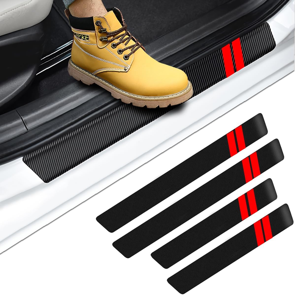 4 Piezas Fibra Carbono Umbral De Puerta De Coche Para Nissan X