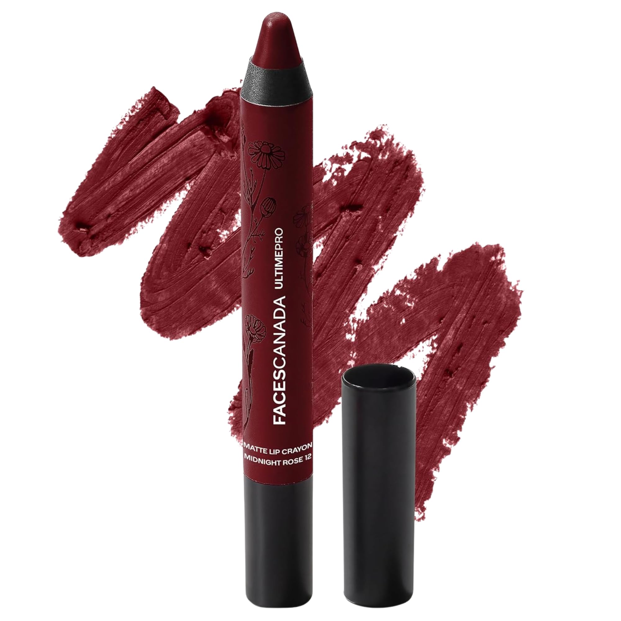 Matte Lip Crayon – Midnight Rose 12 | Long Lasting, Highly Pigmented & Smudge Proof Lip Color | Creamy Texture for Smooth Application | Bold Matte Finish | 0.09 Oz (2.8g)