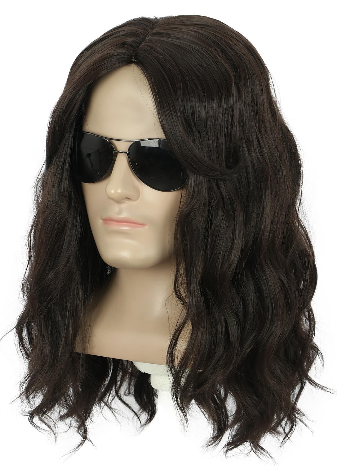 Yuehong Men Long Curly Dark Brown Movie Wig Anime Cosplay Party Costume Hair Heat Resistant Synthetic Fibers Soft Durable Breathable Wig - Image 2