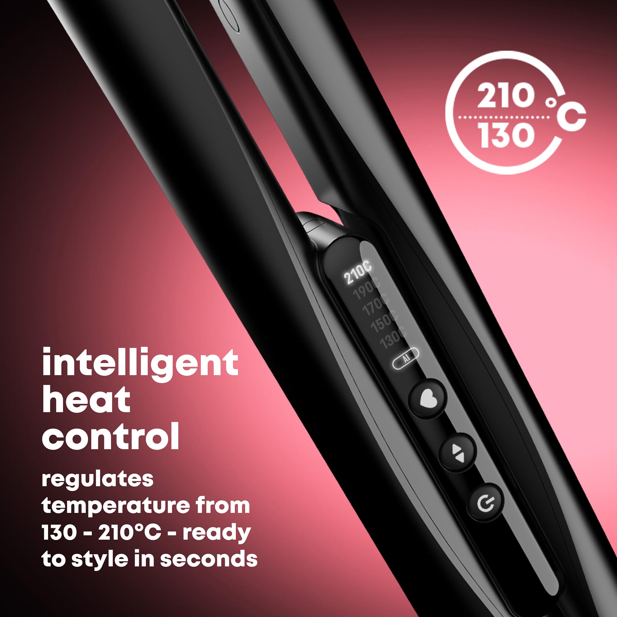 REVAMP Piastra per capelli Progloss Ion Shine in ceramica, con tecnologia agli ioni anti-crespo e oli leviganti Progloss di cheratina, argan e cocco, impostazioni di calore variabili, finitura nera