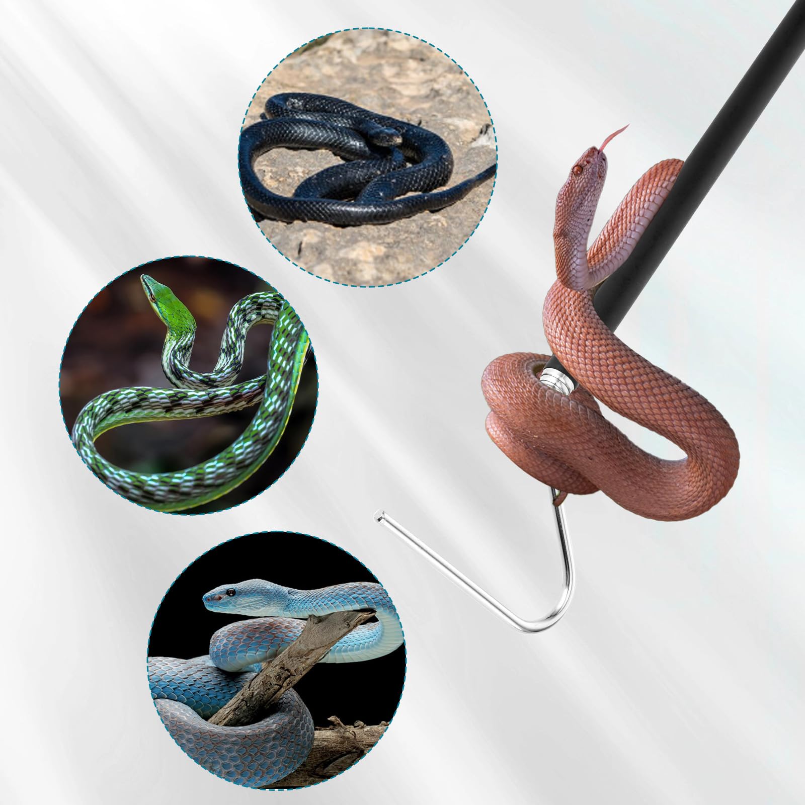 Schlangenhaken, Ausziehbarer Schlangenfänger mit Griff, Teleskop Schlangen Haken aus Edelstahl, Schlangenzange, Snake Capture Hook