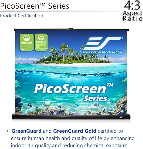 Miniatura 4 de Elite Screens PicoScreen Series, pantalla de proyector manual ligera y ligera, 45 pulgadas 16:9, pantalla de proyección de fibra de vidrio portátil
