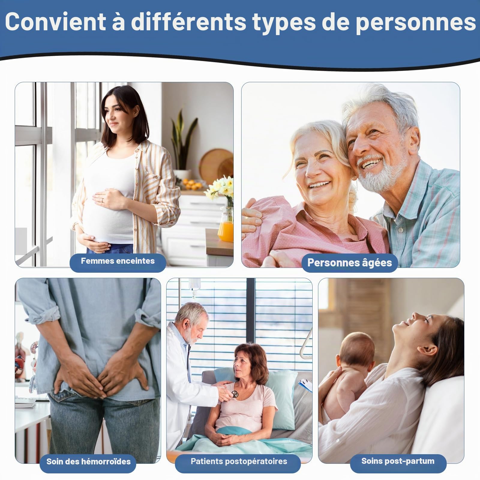 Sitz Baths Siège de salle de bain pour soins post-partum, personnes âgées, handicapées ou traitement des hémorroïdes – Atténuent les infections et soulagent l'inflammation
