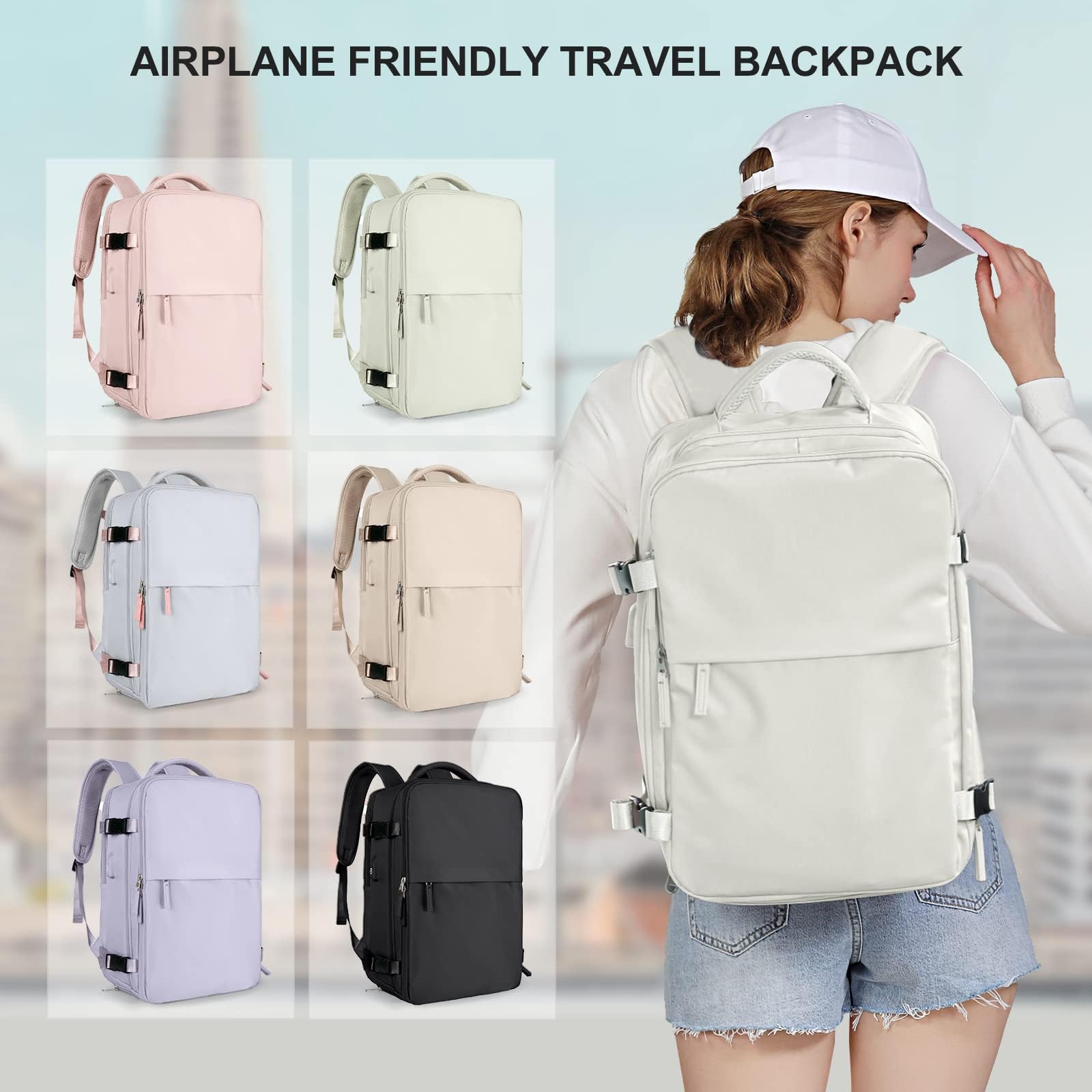 SZLX Zaino Ryanair 40x20x25 Bagaglio a Mano Borse da Cabina per Easyjet 45x36x20 Zaino da Viaggio Donna con Porta Ricarica USB, Borsa da Viaggio Impermeabile Casual Daypack Adatto a PC da 14 Pollici
