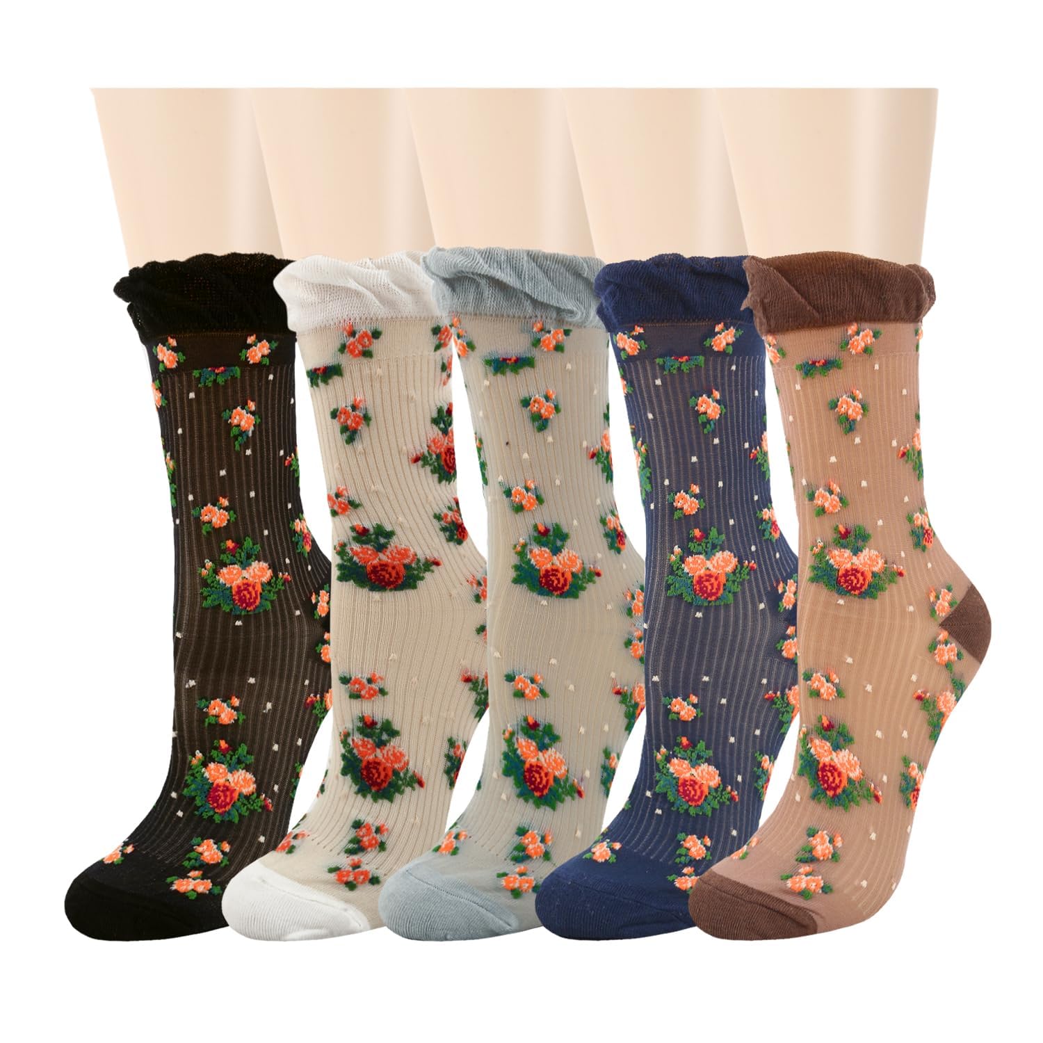 Womens Ruffle Socks Girls Cute Novelty Crew Socks Fancy Frilly Dress Sock Lettuce Trim Turn-Cuff High Ankle Sock