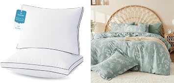 MUXHOMO Duvet Cover Queen Size, Reversible Floral Green Duvet Cover Set with Zipper Closure, 3 Pieces Botanical Patterns Soft Microfiber Bedding Set & Bed Pillows King Size Set of 2