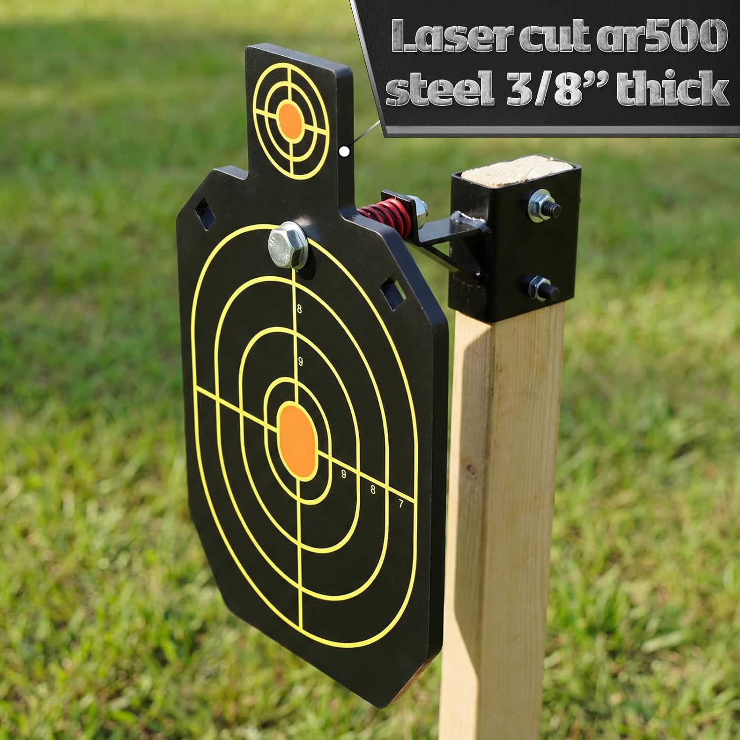 Lewtemi Steel Ar500 Shooting Target 3/8” Thicktorso Silhouette Steel Target with Bullseye & Scoring Rings, Laser Cut High Visibility Gong for Precision Shooting Practice, Pistol & Rifle Rated