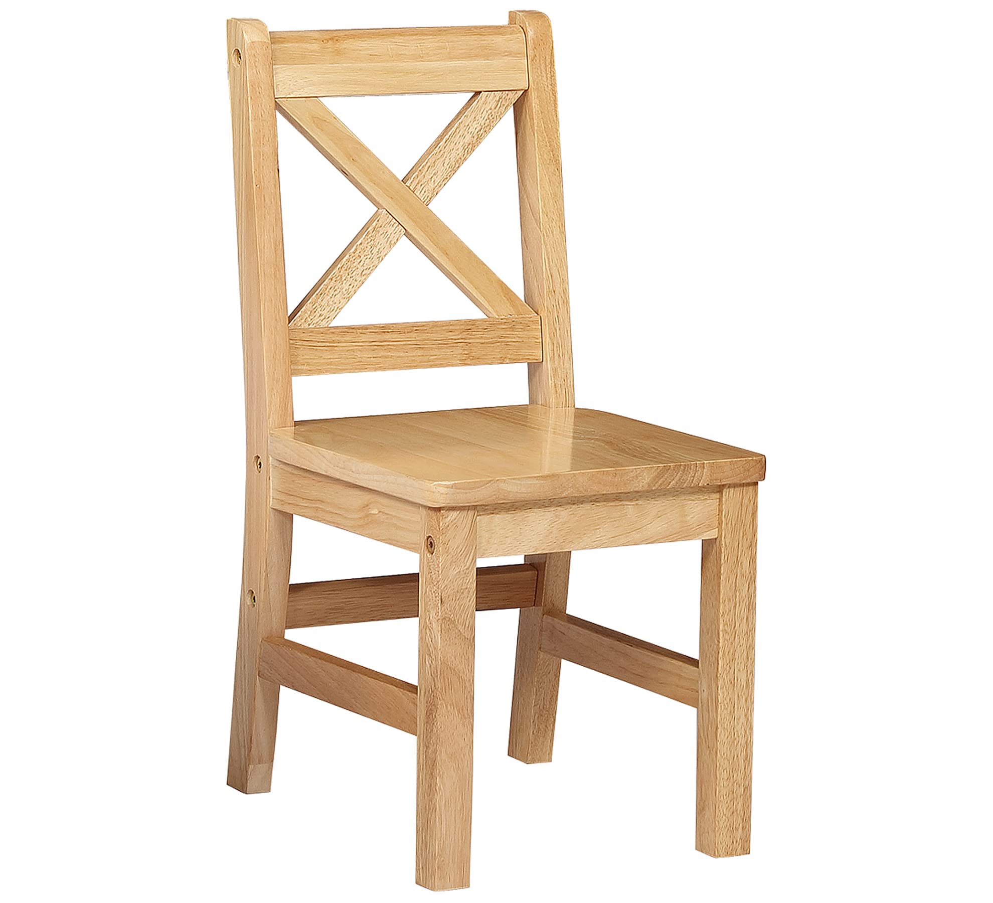 eHemco Solid Hard Wood X Back Kids Chair, Natural, Set of 2