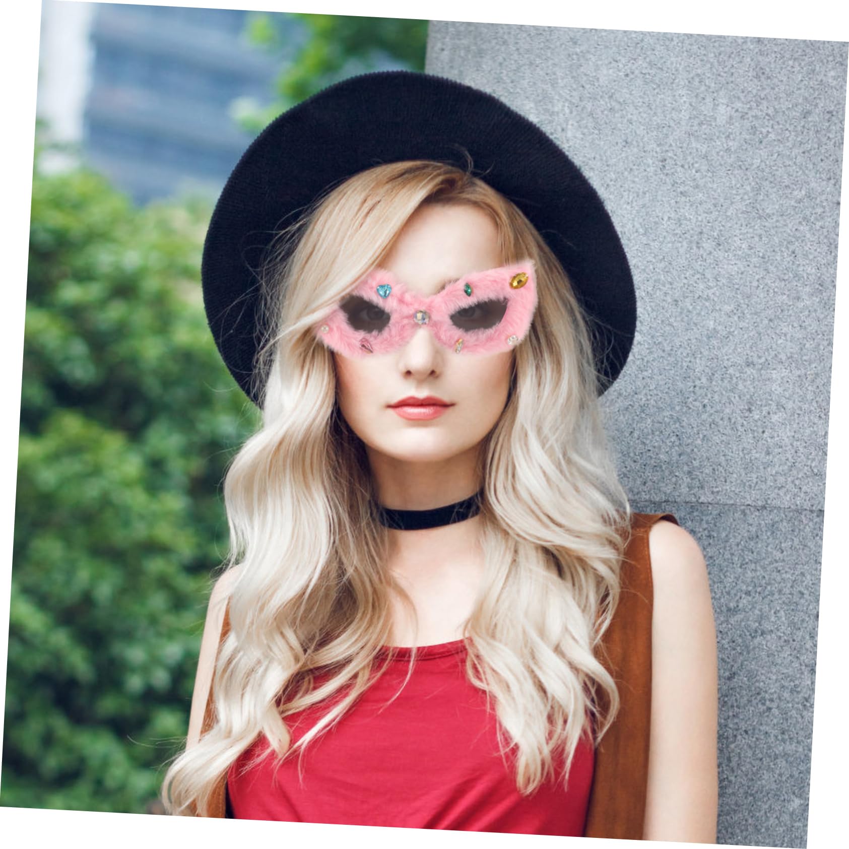 Healvian Gafas De Sol De Peluche Gafas De Sol Con Lentes Borrosas Divertido Mujer Gafas De Sol Rosas Esponjosas Pelo Gafas De Sol Originales Adulto Anteojos Borrosos Felpa