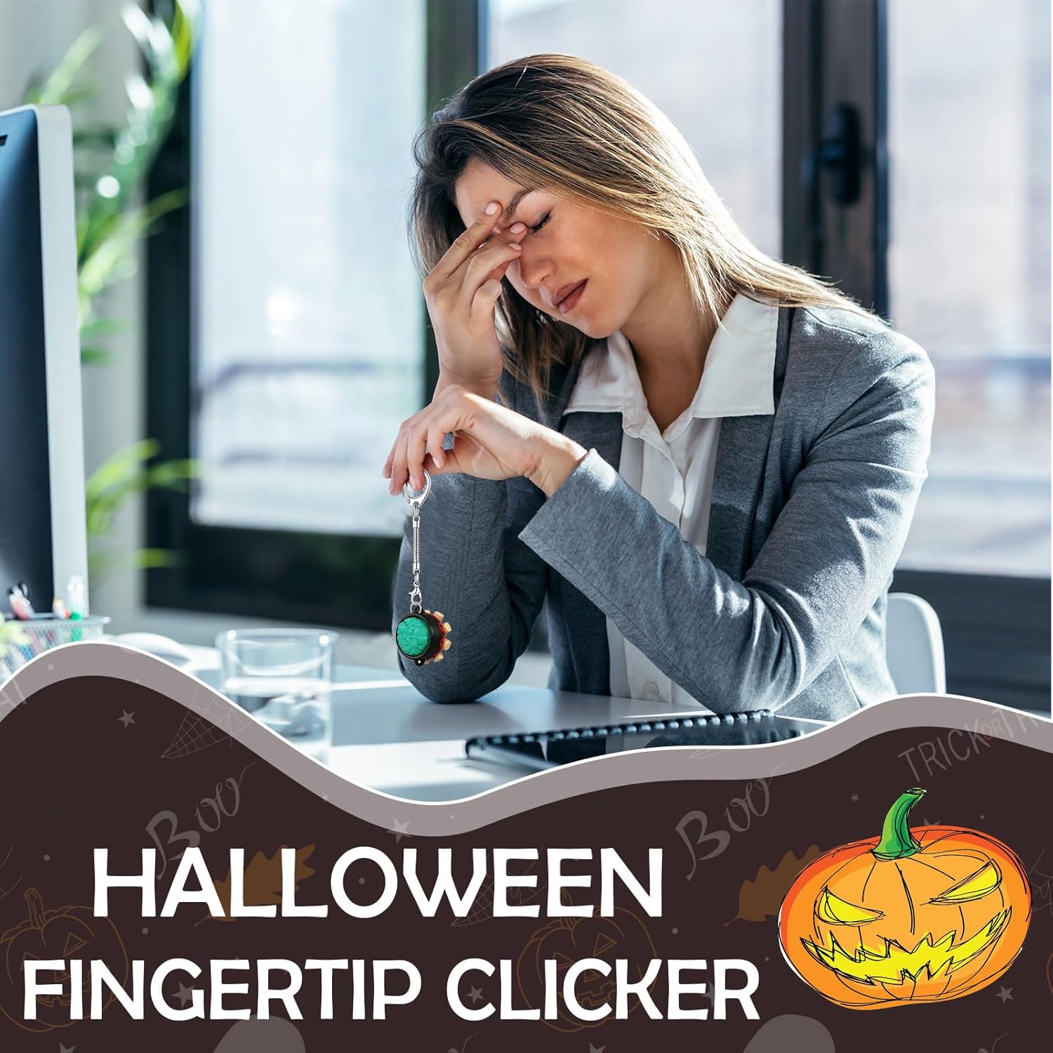 Honoson 6 Pcs Halloween Clickers Fidget Cute Fidget Keychains 3D Printed Halloween Goodie Bags Stuffers Party Favors Gifts with Sound Sensory Clicker Keyboard for Adults to Relief Stress