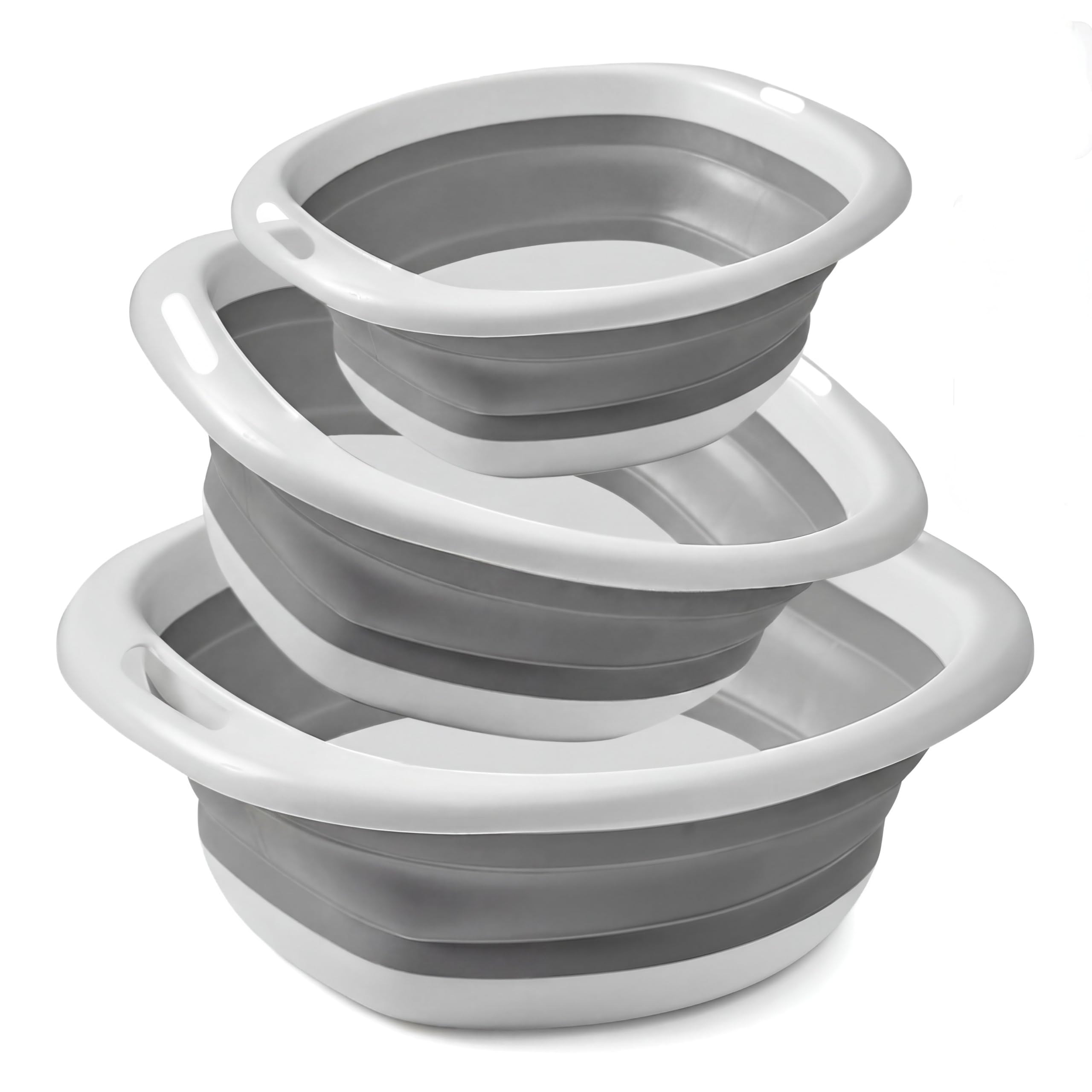 Lirynox 3Pcs Collapsible Washing Up Bowl, Folding Hand Wash Basin Portable Foldable Camping Bowls Multipurpose Foldable Basin Folding Washbasin for Kitchen Sink Washbasins Outdoor Travel