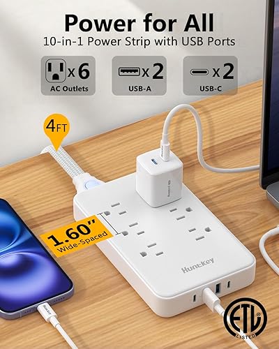 Miniatura 9 de Huntkey EasyCombo Regleta de alimentación desmontable de viaje, 3 tomacorrientes, aprobado por crucero, sin protección contra sobretensiones, cable