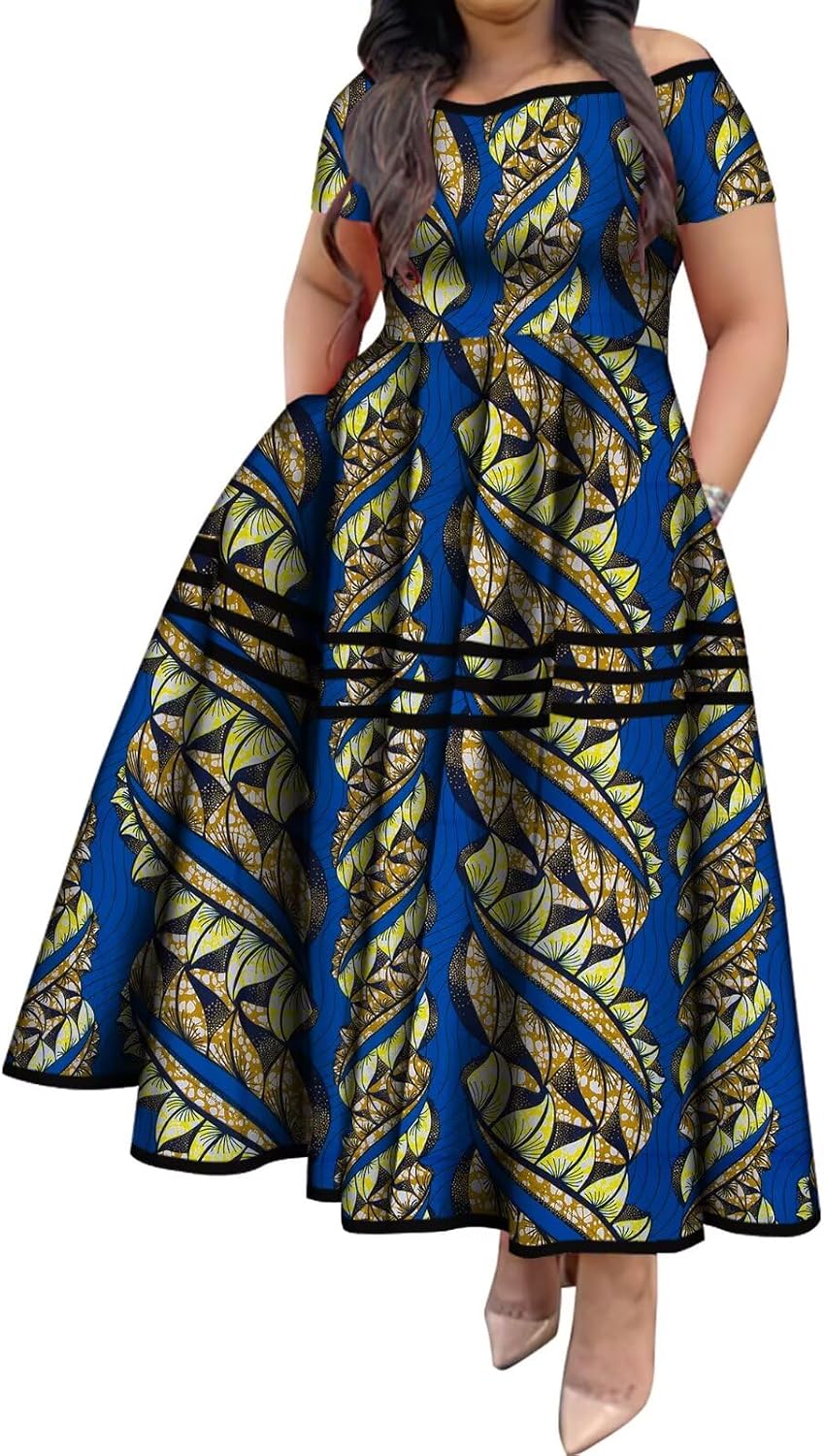 Afrilisco African Dresses for Women Wedding Dress Ankara Dashiki Party Outfits Elegant Lady African Evening Clothing