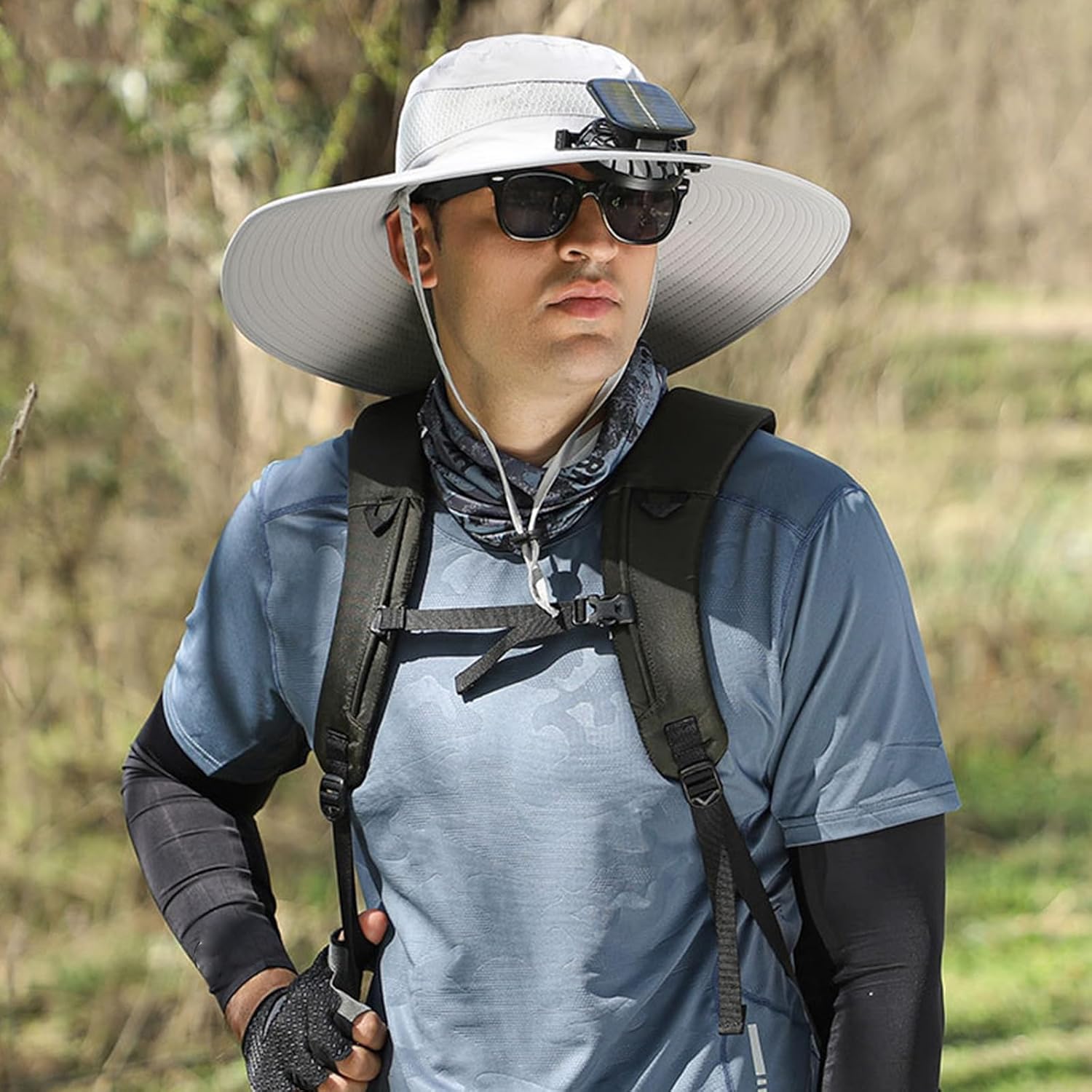 Detachable Solar Fan Sun Hat with Charging Port Simple Street Adjustable for Beach Gardening Outdoor Activity Solar Powered S