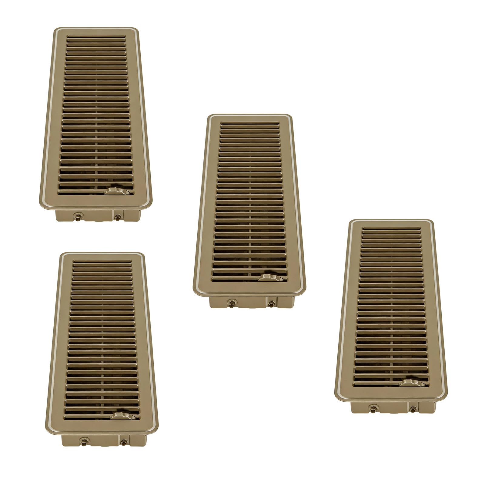 Kaeltsyn Brown 4Pcs Carbon Steel Floor Vent Covers Replacement High Efficiency Vent Grille Rustproof Air Cover With Adjustable Airflows Metal Floor Register Cover