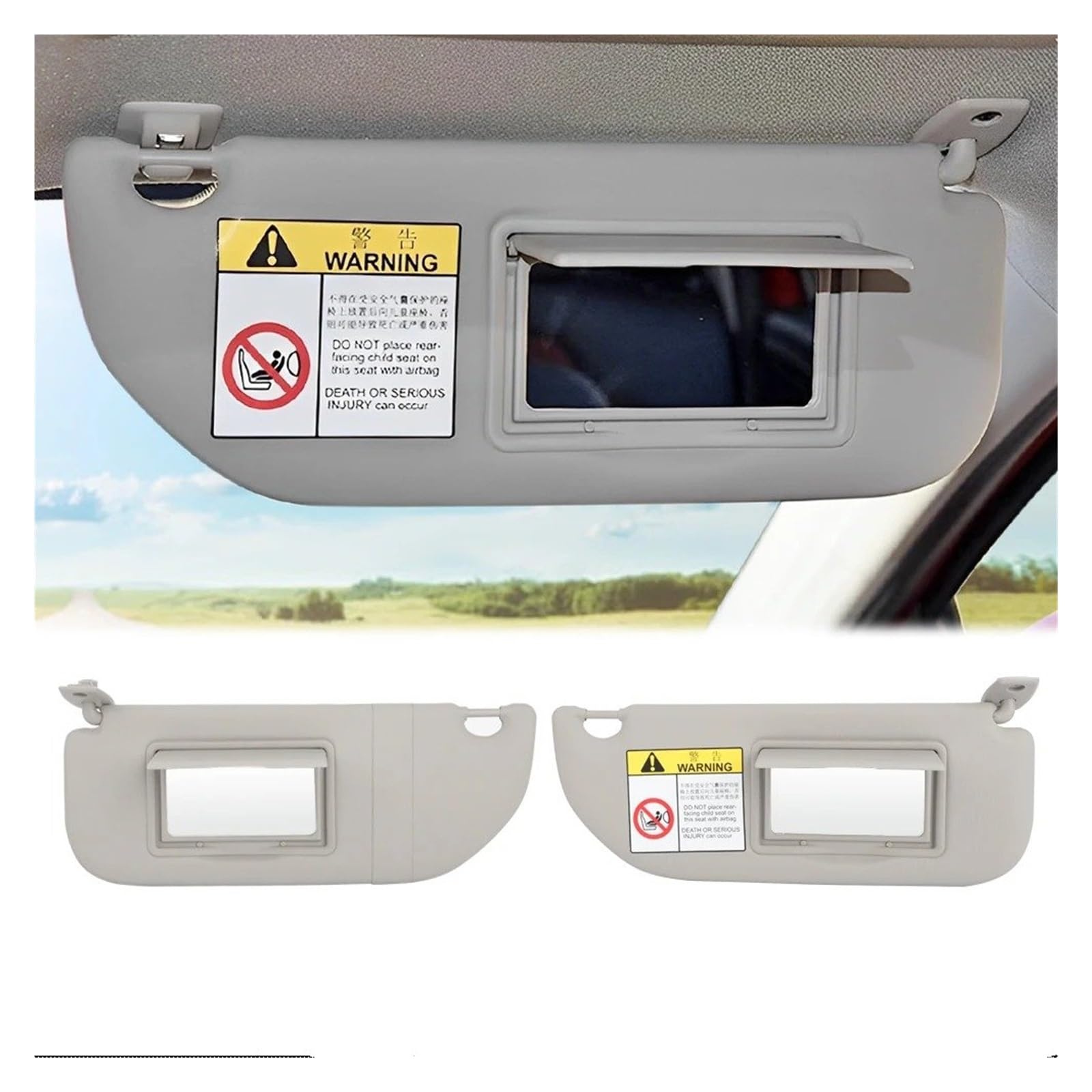 Viseras Parasol 98038433DS para Peugeot 301 para Citroen para C2 para C3 para Elysee 2014-2017 98038432DS Parasol con Espejo Accesorios Coche Visera(1 Juego)