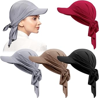 Jeyiour 4 Pcs Summer Cancer Headwear for Women UV Protection Chemo Baldness Head Scars Headscarf OutdoorClassic Style