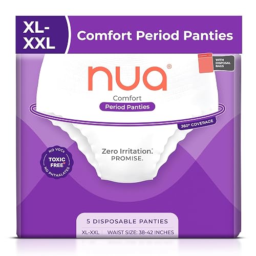 Nua Comfort Period Panties (XL-XXL) | Pack of 5 | Disposable | 360° Coverage | Zero Irritation | 4X Comfort | for Heavy Flow | No rashes | Leakproof | Seamless | 100% Toxic-Free