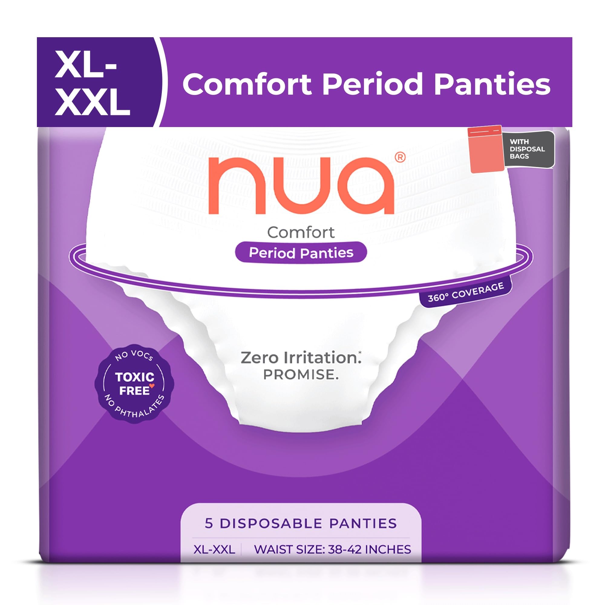 360° Comfort Period Panties (XL-XXL) | Pack of 5 | Ultra-Absorbent | Zero Irritation | 4X Comfort | for Heavy Flow | No rashes | Leakproof | Seamless | 100% Toxic-Free, Dermatologically Tested