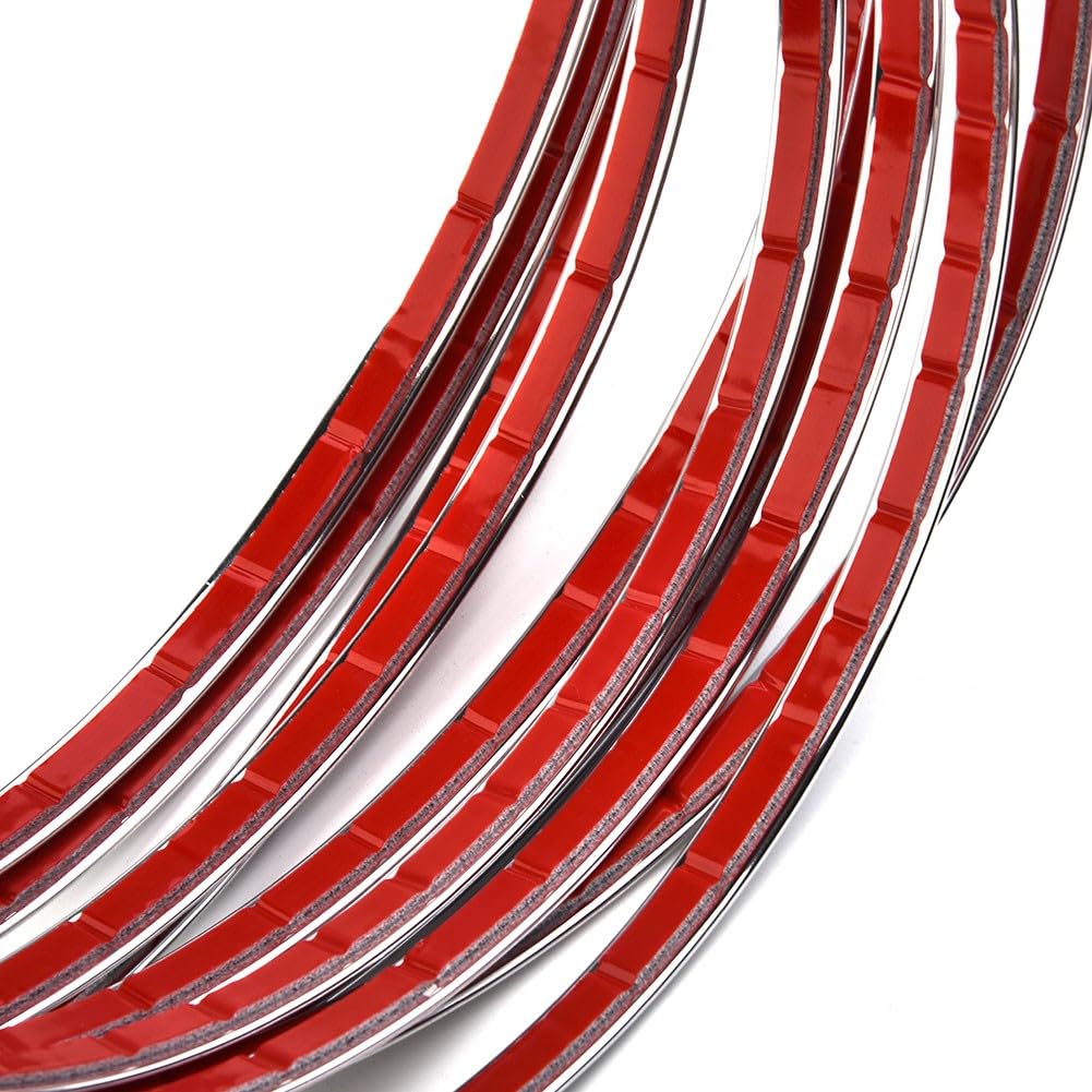 Striscia cromata per auto, 8 mm di larghezza x 5 m di lunghezza, in morbido PVC, per modanatura laterale della portiera, decorazione paraurti e protezione antigraffio, argento
