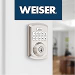 Weiser Powerbolt 3 Satin Nickel Keyless Entry Door Lock/Deadbolt Lock, 10-Button Keypad Door Lock with Auto Lock and 12-Month Battery Life, Electronic Door Locks for Front Door, Home Décor