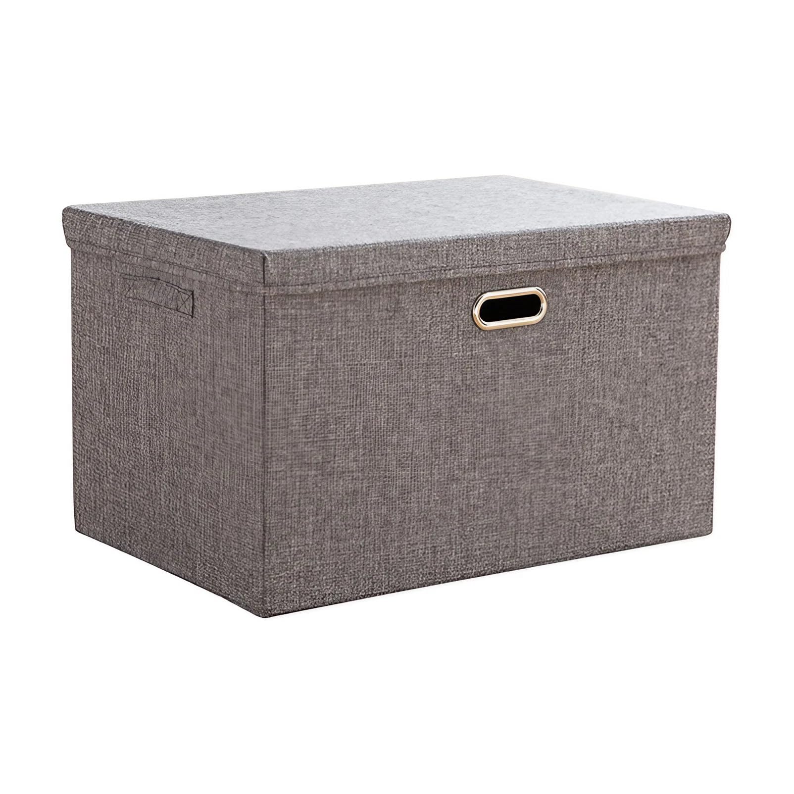 FTYEBDNC Large Clothes Storage with Lid, Collapsible Linen Cube Wardrobe Organiser/Gray/58 * 40 * 35 cm