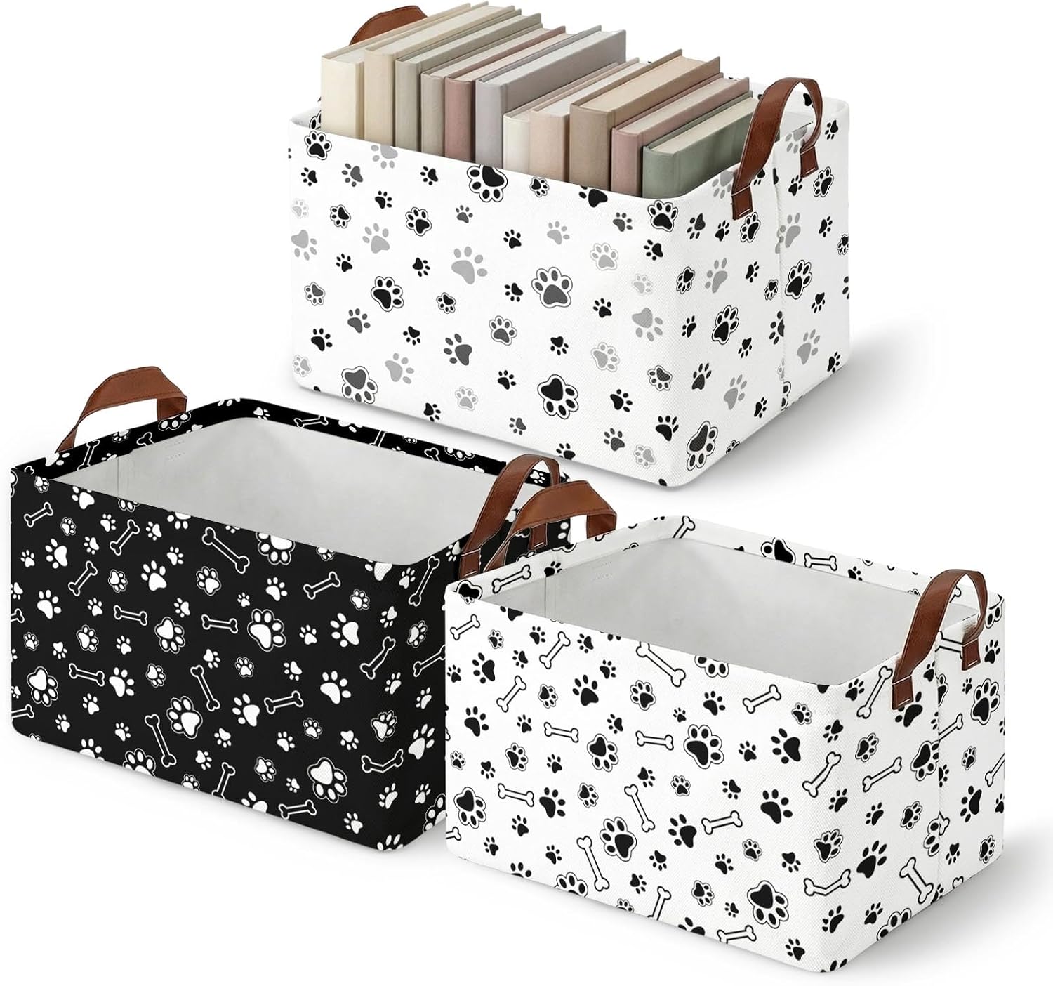 Britimes Dog Paw Storage Baskets for Gifts, Toy Storage Bins Box, 3 Pack