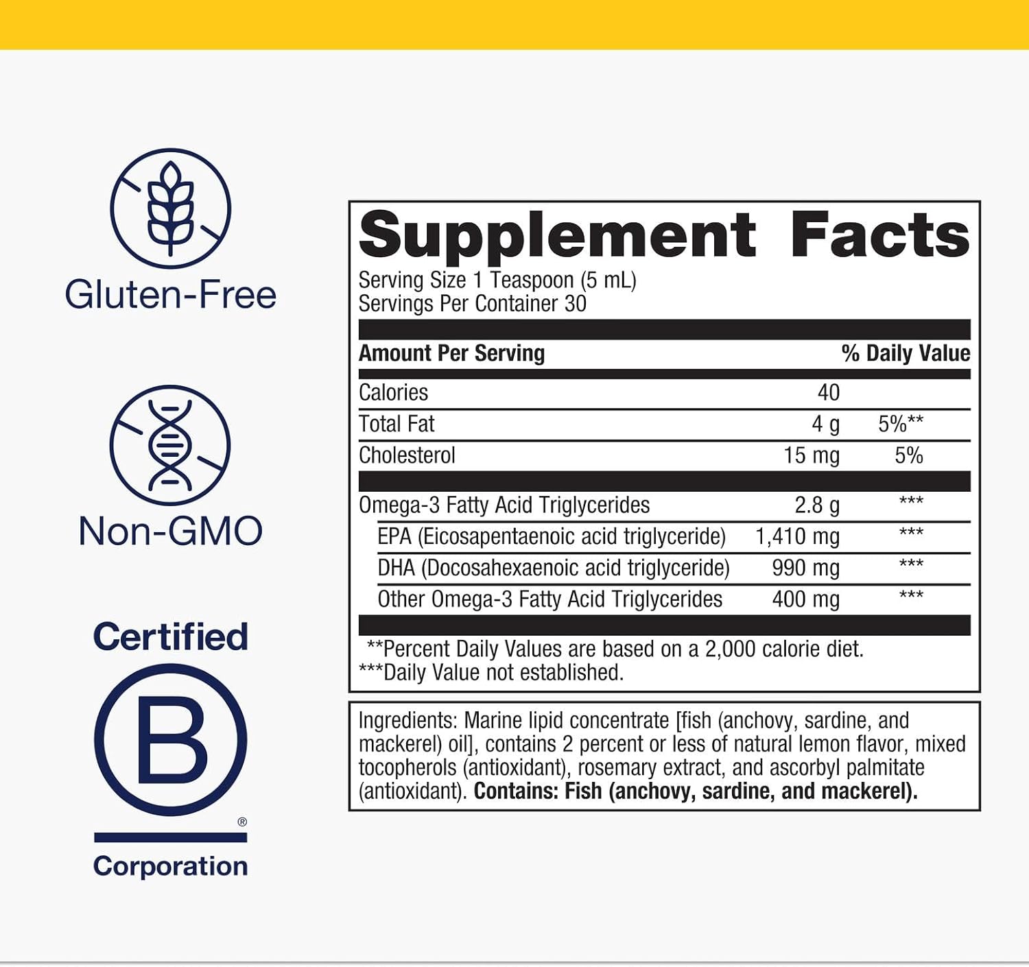 Metagenics OmegaGenics EPA-DHA 2400 mg - High Potency Liquid Fish Oil Supplement for Heart Health & Immune Support* - Sustainably Sourced - Lemon Flavor - Non-GMO & Gluten-Free - 30 Servings - Image 4