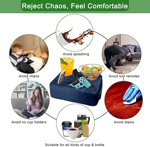 Miniatura 6 de Almohada Portavasos para Sofá y Cama, Nisdoing Portavasos de Sofá de 5 Agujeros! Mantén las Bebidas al Alcance de la Mano y Mantén la Temperatura,