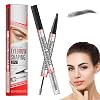 2-in-1 Eyebrow Pencil with Gel,2025 NEW Waterproof Magic Eyebrow Pencil,Dual-Ended 3D Microblading Eyebrow Pen with 4 Tip & Eyebrow Brush, Makeup Long-Lasting Eyebrow Pen for Women Black