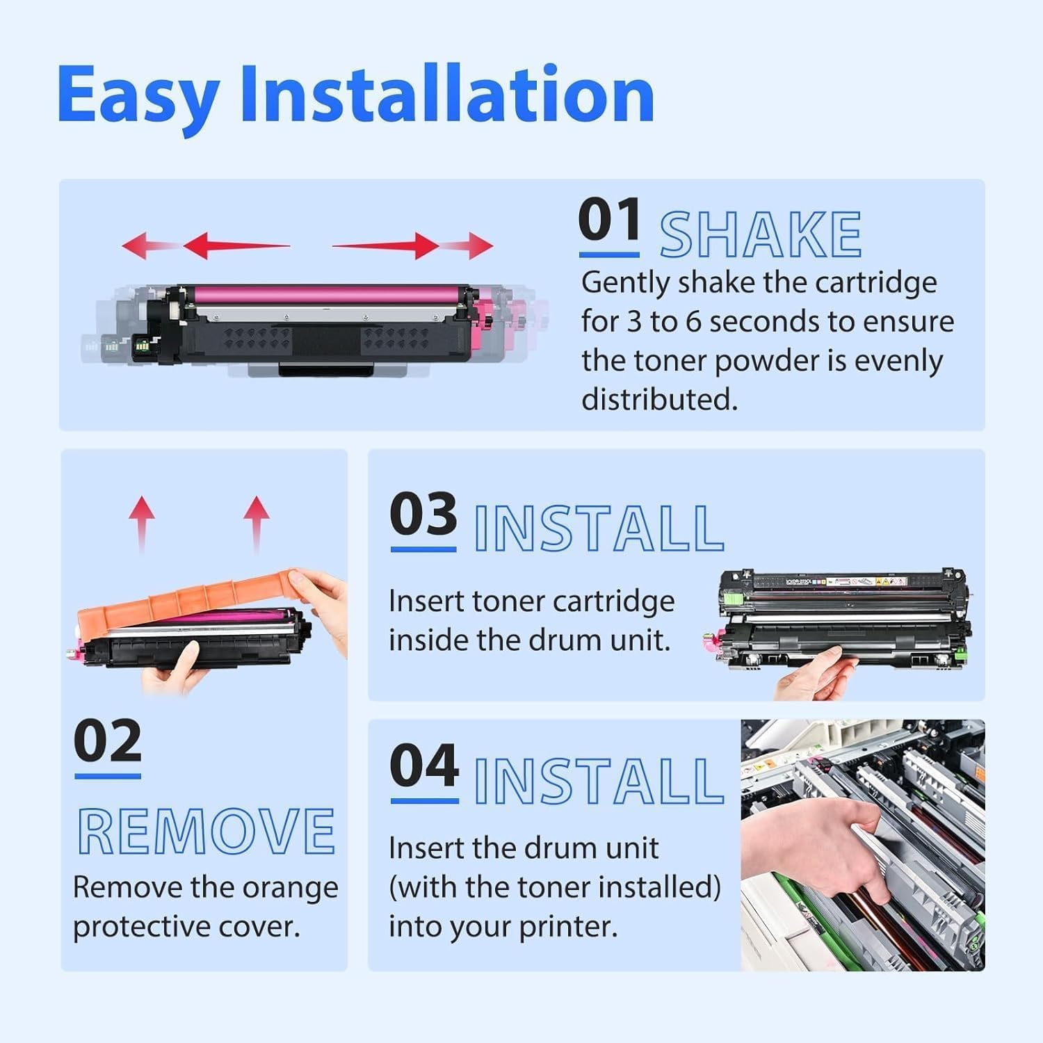 TN227 High Yield Toner Cartridge 4 Pack, DNART Compatible Toner Cartridge Replacement for Brother TN227, TN-227BK/C/M/Y, TN223BK Tn227BK Tn223 Tn-223BK for HL-L3270CDW HL-L3290CDW MFC-L3770CDW Printer