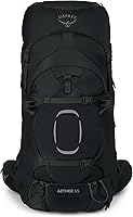 Vista 6 de Osprey Aether 65L Mochila de mochilero para hombre, color negro, S/M, ajuste extendido