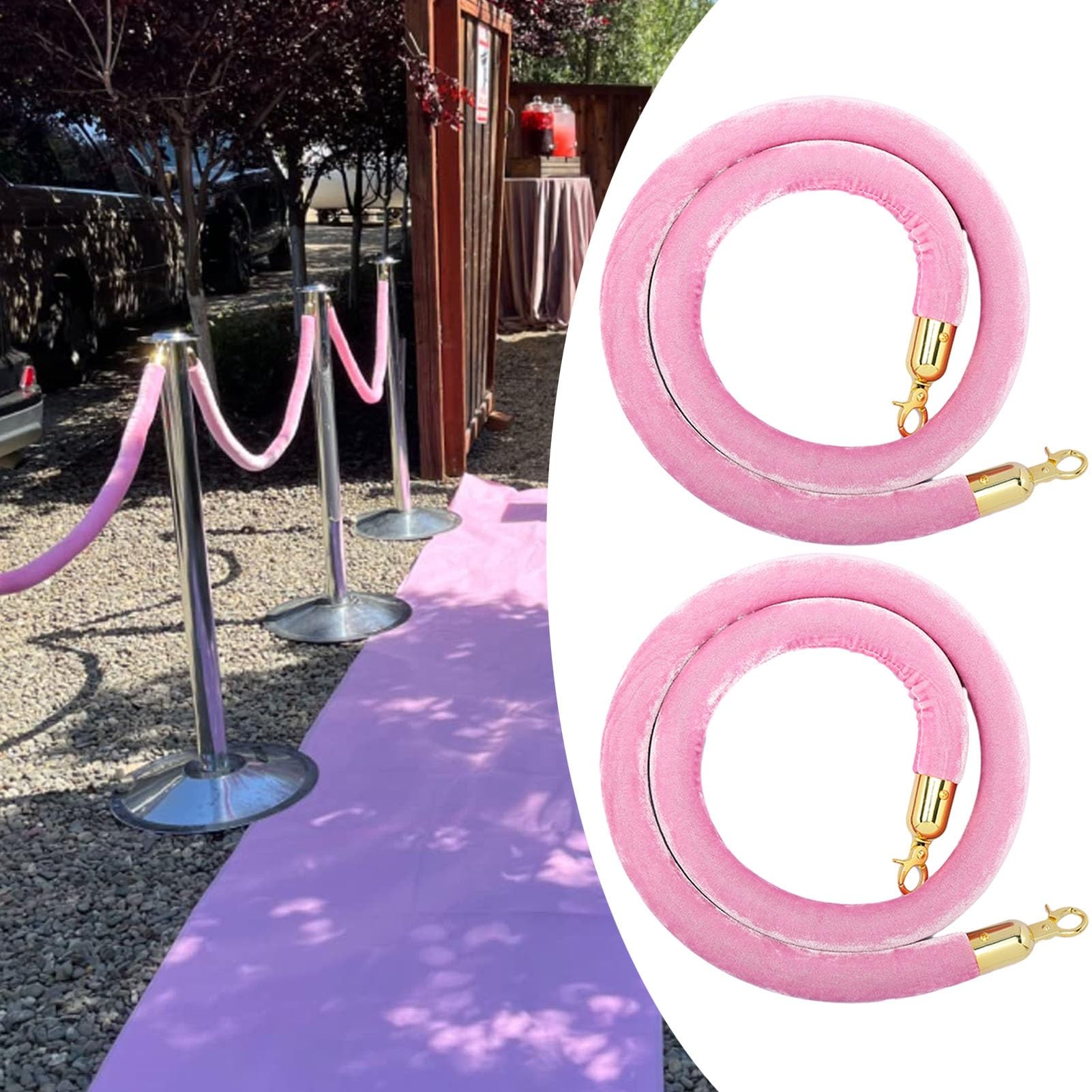 Corde de poteau rose en tissu dense et mousqueton robuste