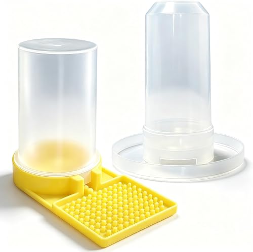 Poswoter two-piece quail feeder and waterer set with shallow anti-drowning water base