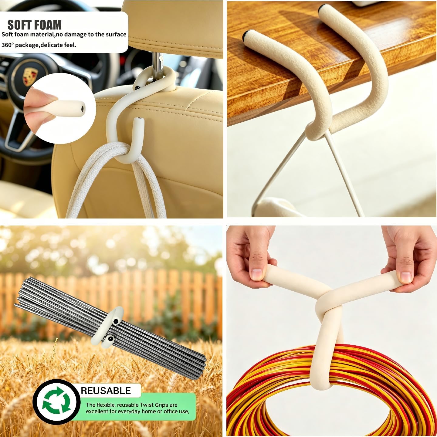 Bendable Flexible S Hooks: Multifunctional Reusable Twist Hooks for Closet Garage Kitchen Bathroom Plants Walker Cane Holders Phone Stand 4-Pack
