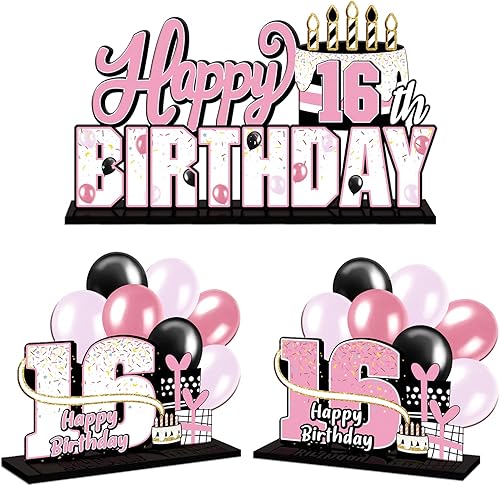 Miniatura 140 de LINGTEER Juego de centros de mesa de acrílico azul con texto en inglés «Happy 100th Birthday» – Decoración de regalo de fiesta de cumpleaños número