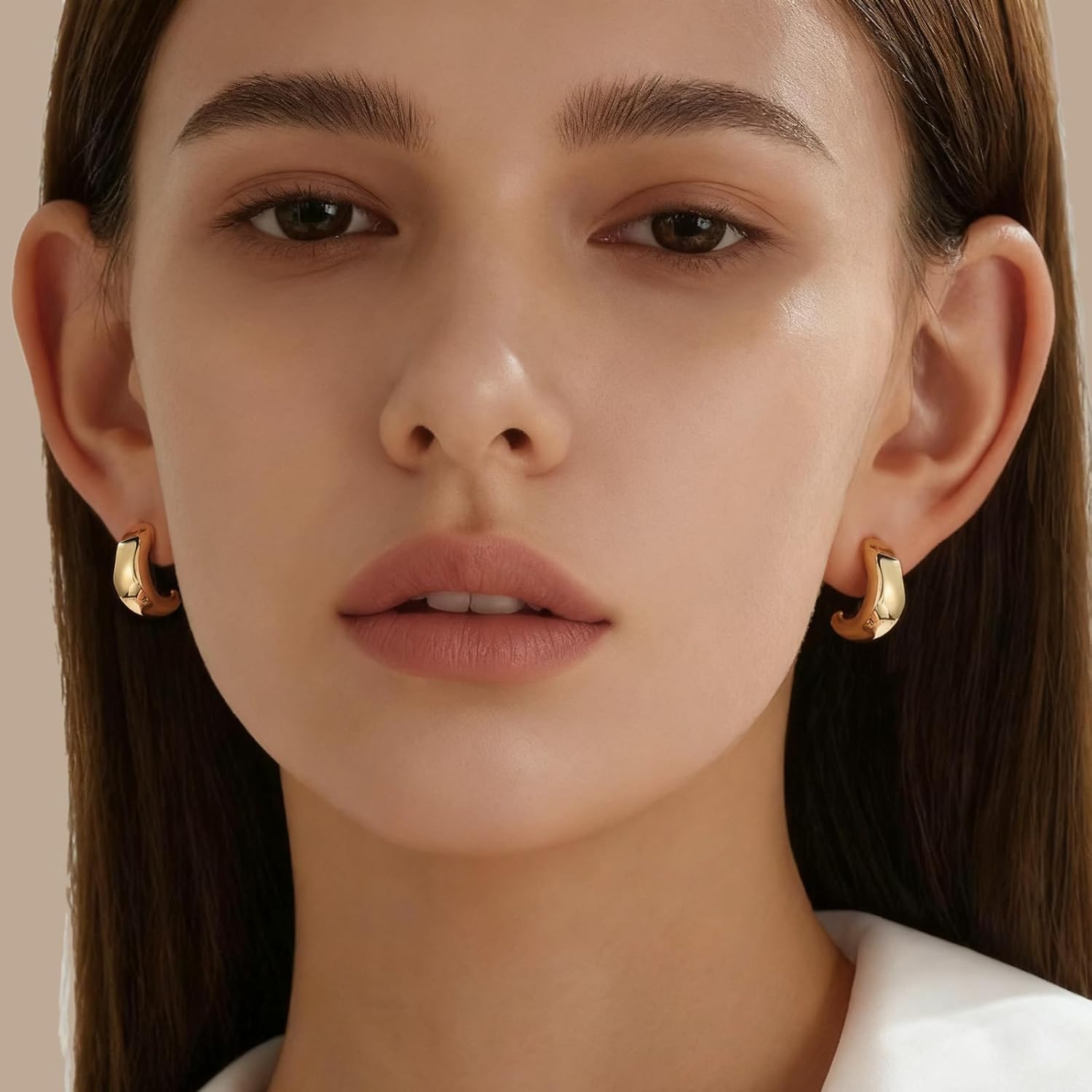 Chunky Hoop Earring 14K Gold Plated Earrings for Women Lightweight Hollow Open Hoops Modern Minimalist Gold Earrings for Daily Wear, Party, Wedding, Gift for Her - Image 5