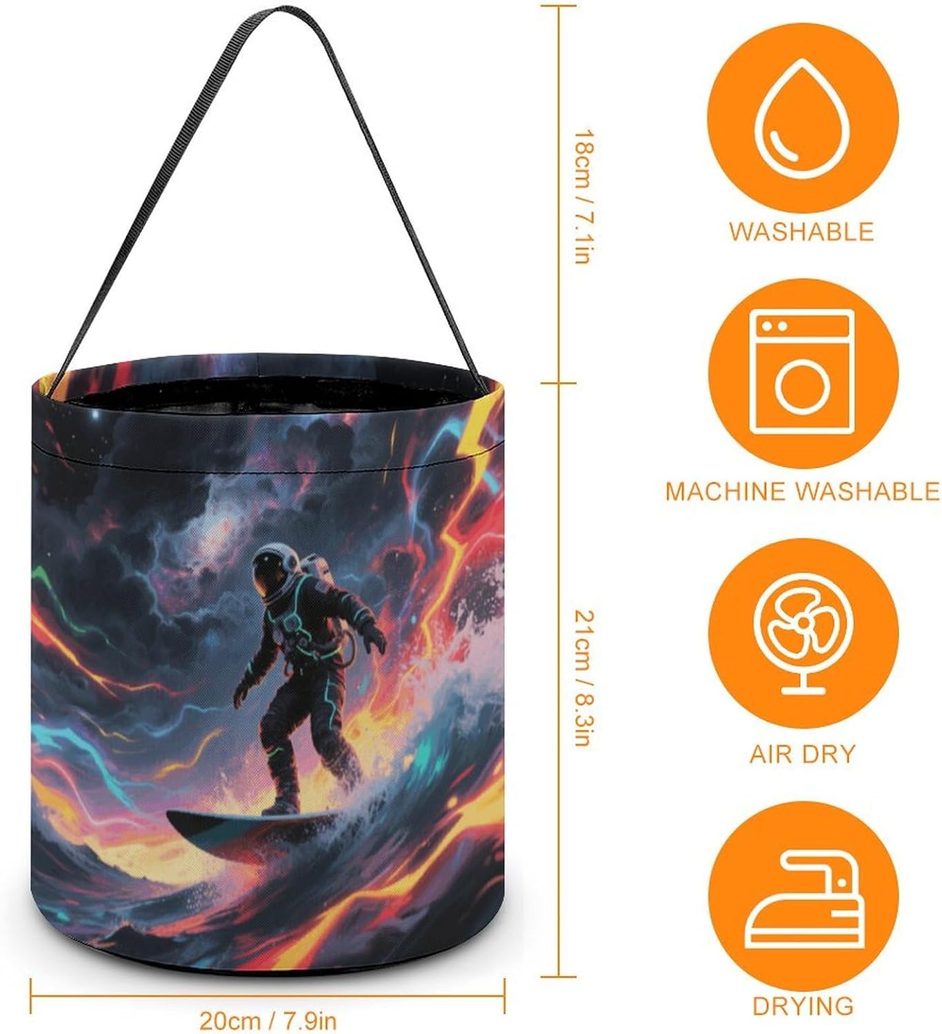 Astronaut Star Surfing Halloween Candy Bag Trick Or Treat Bucket image 2
