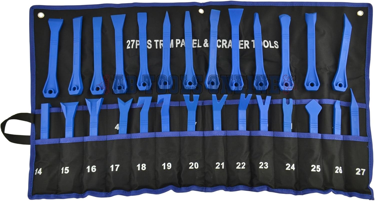 AB Tools 27pc Trim Panel Tool Set Clip Removal Remover Scraper Non Scratch Car TE849