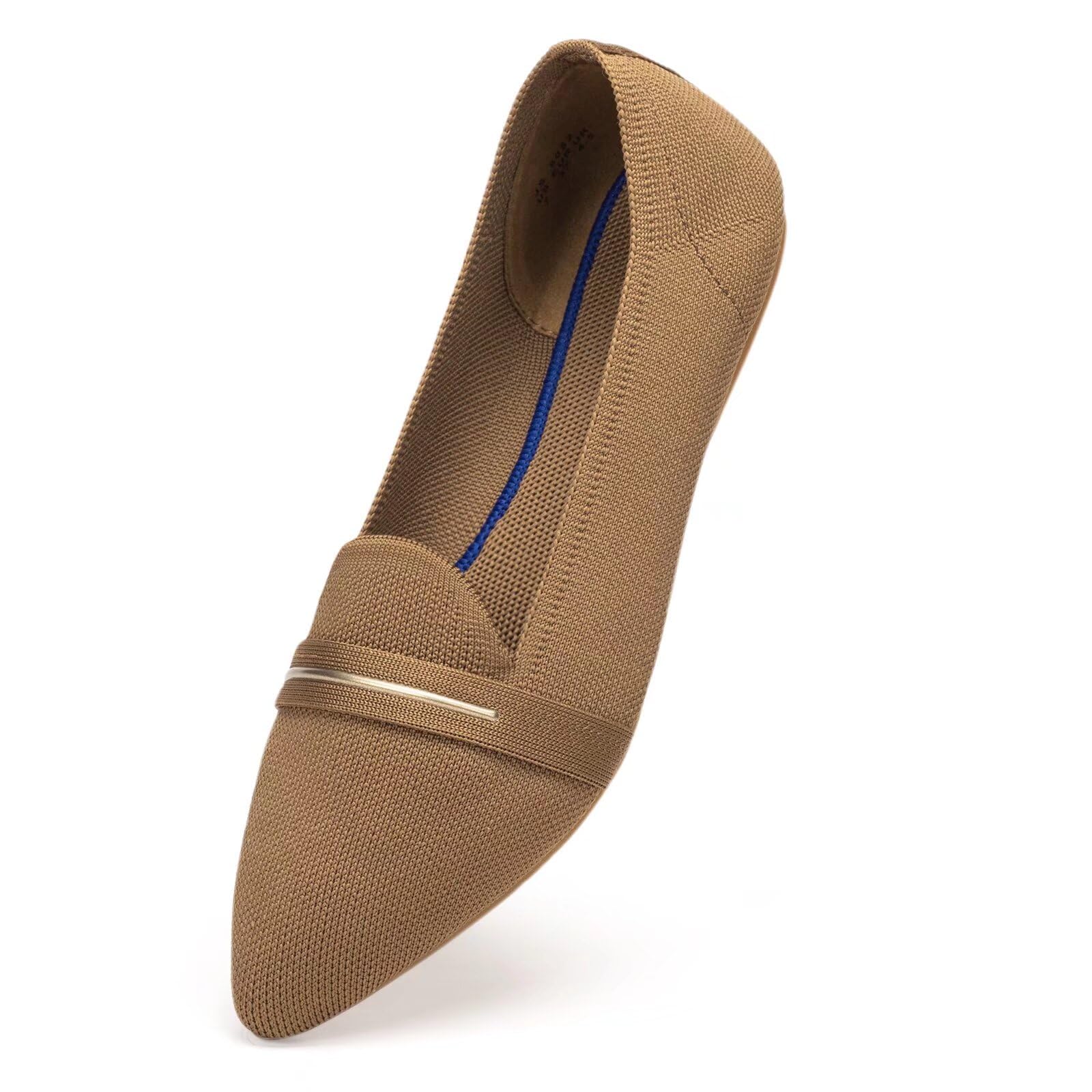 Frank Mully Damen-Loafer, lässig, flach, bequem, aus Strick, Klassische Loafer mit spitzer Zehenpartie, für Arbeit und Reisen