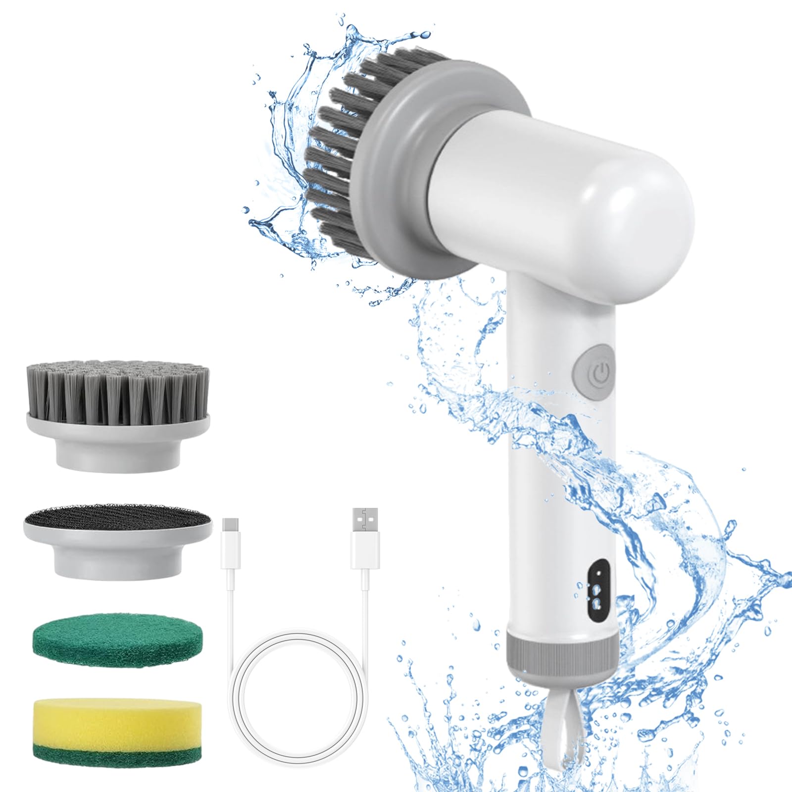 Cleaning Supplies Handheld Spin Scrubber,Electric Horsepower Shower Scrubber For Cleaning,Cordless Power Cleaning Brush With 3 Replaceable Brush Heads For Kitchen Dishes Tub Sink Tile - View #3