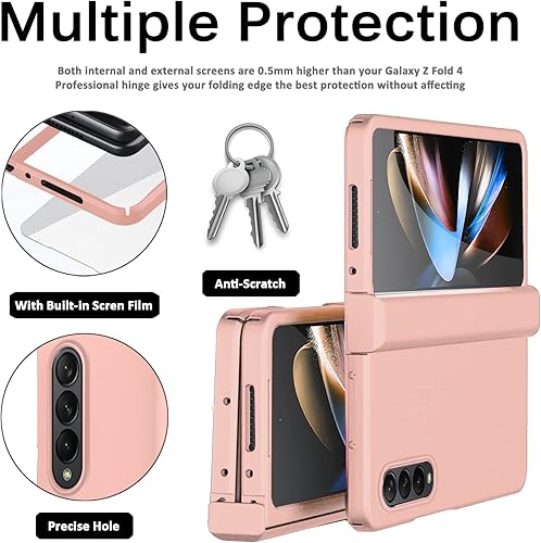 Miniatura 4 de Miimall Funda compatible con Samsung Galaxy Z Fold 4 con protector de vidrio duro todo incluido, antihuellas, a prueba de golpes, con bisagra, para