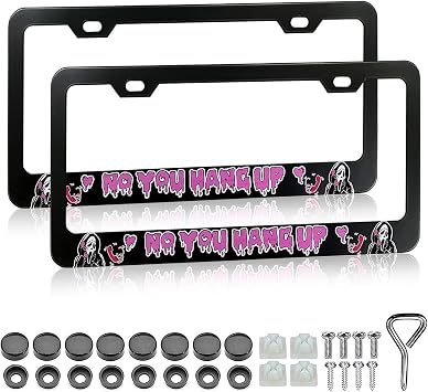 Scream Ghost Skull Face License Plate Frames - 2 Pack Car Plate Holder Cover Metal Tag Frame Cute Funny Horror Ghost Skull Face Car Tag Cover Holder