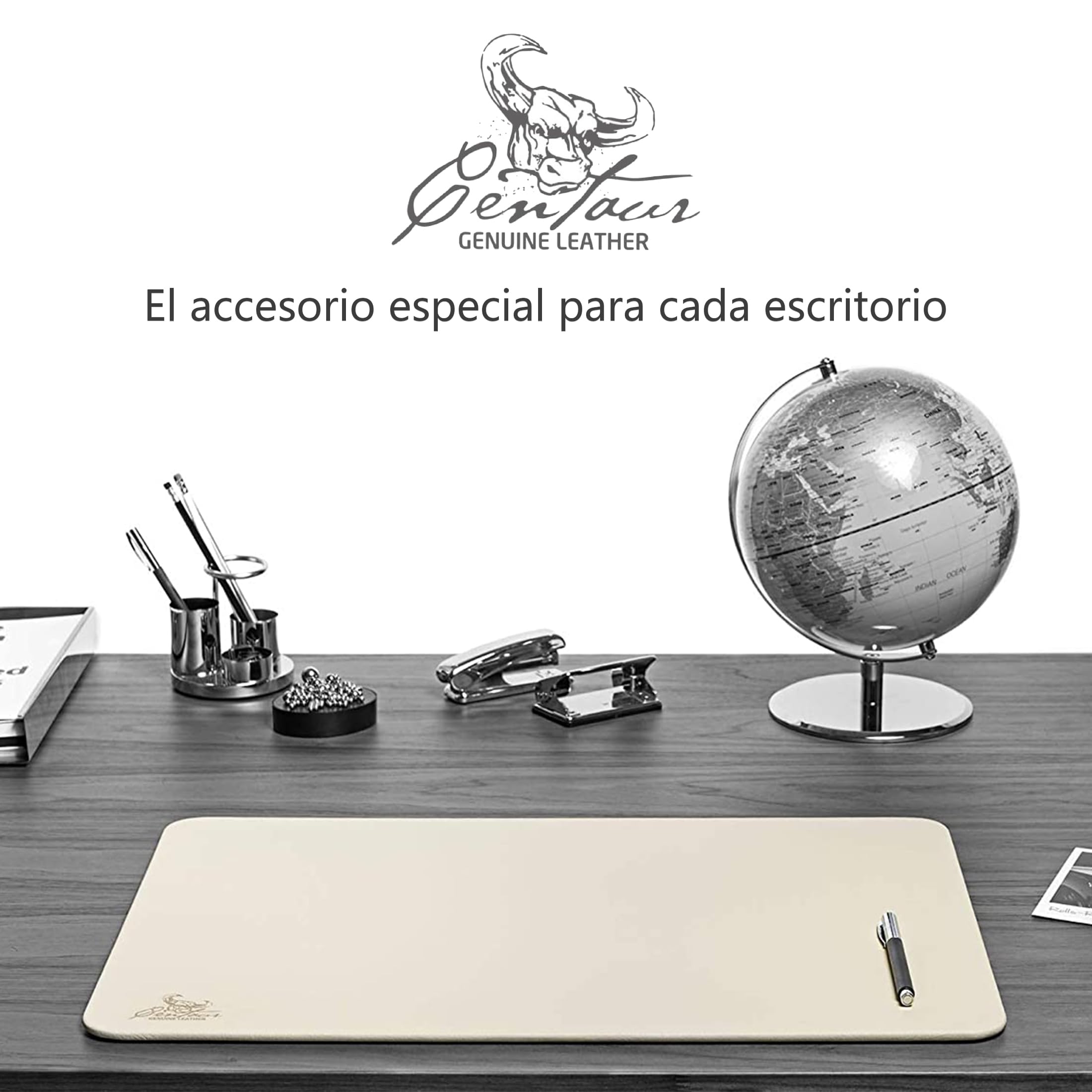 Centaur - Almohadilla de cuero de para escritorio de oficina 50 x 70cm champán/amarillento - plantilla de cuero hecha a mano - almohadilla de escritorio noble